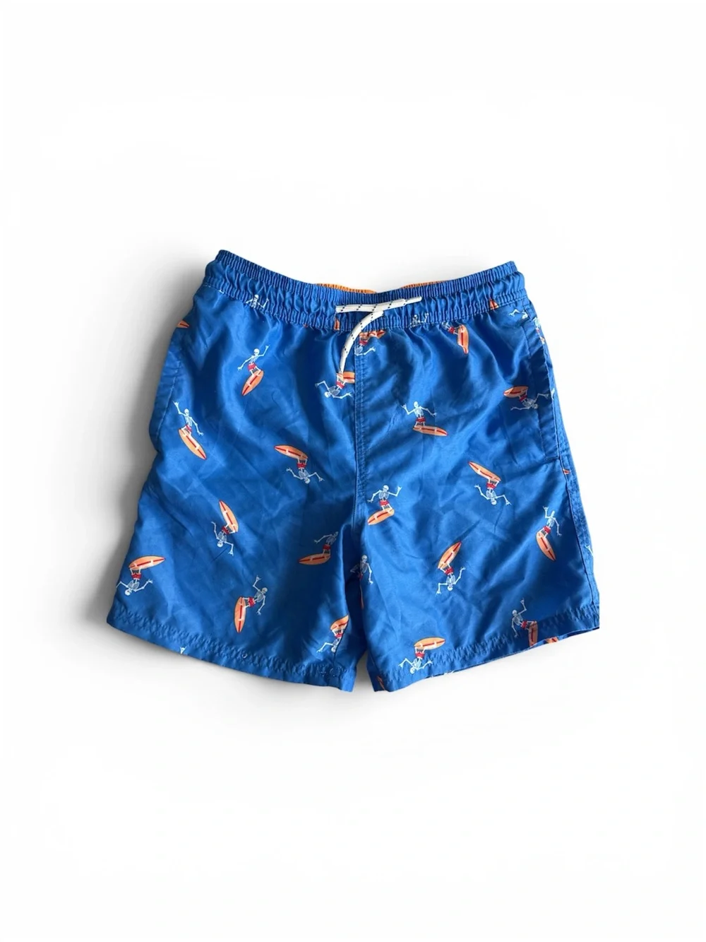 Wonder Nation Swim Trunks Boy’s Size 10/12 Large Blue Skeleton Surfer Print